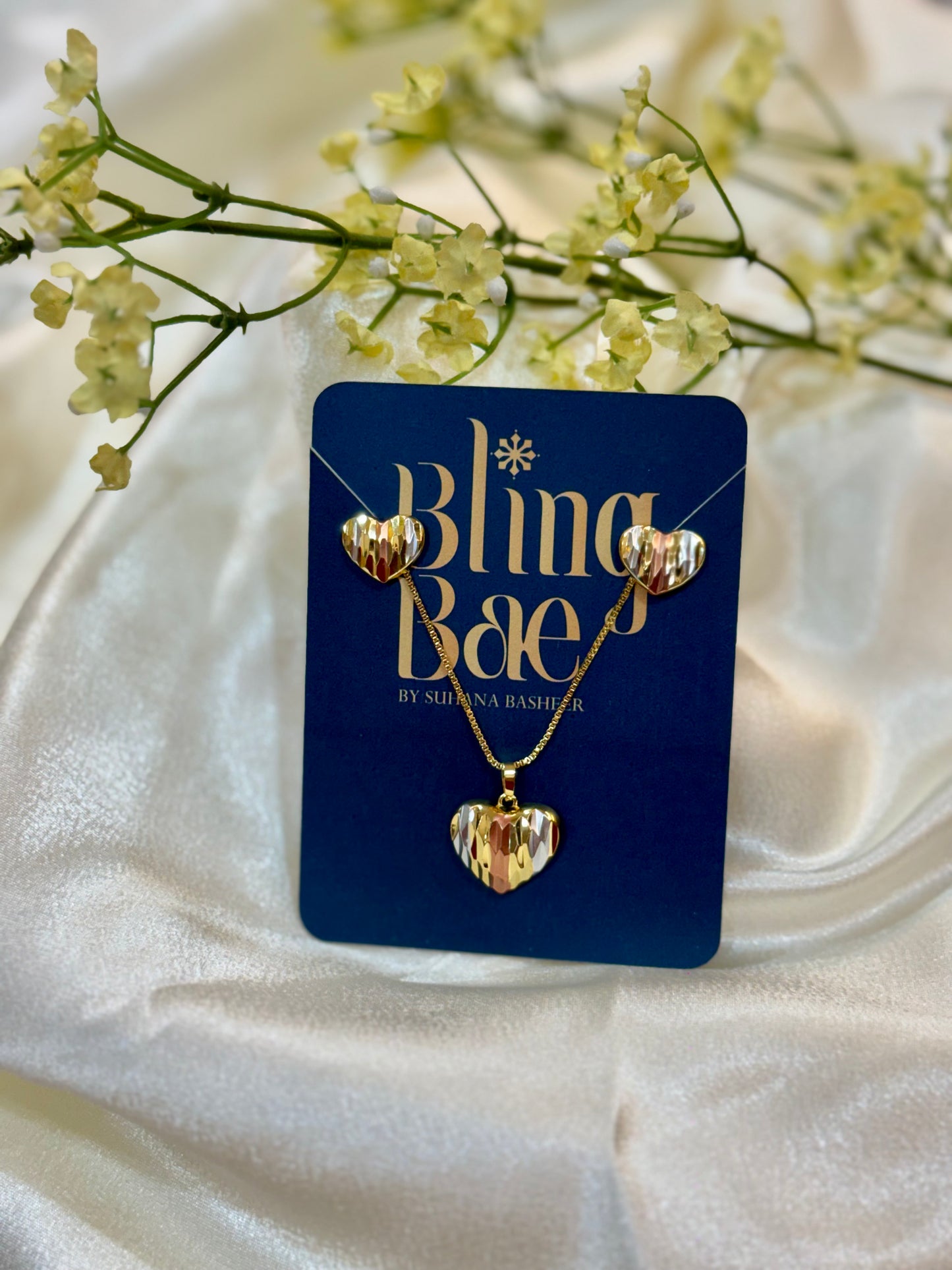 Interlocking Heart Necklace and Studs