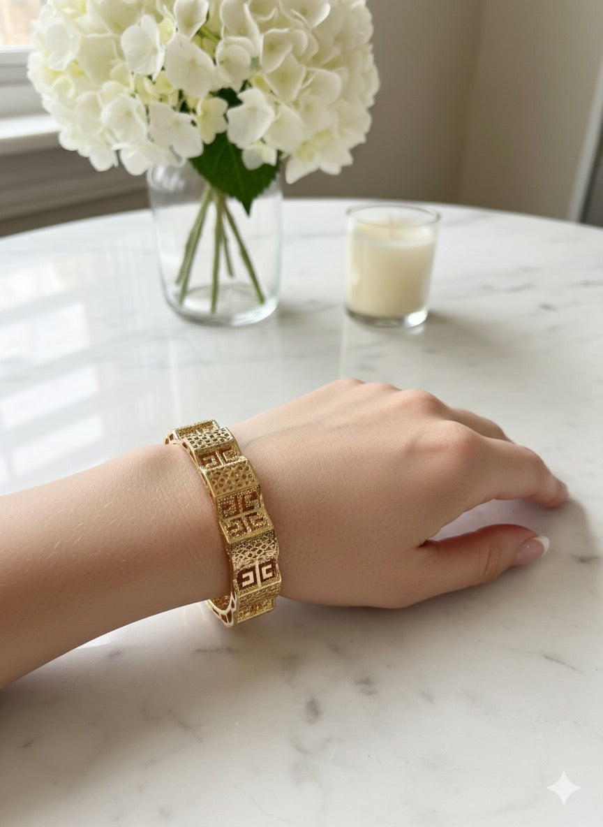 Openwork Geometric Bangle