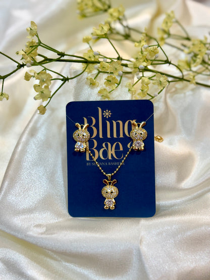 Cute Rabbit Silhouette Necklace and Earrings