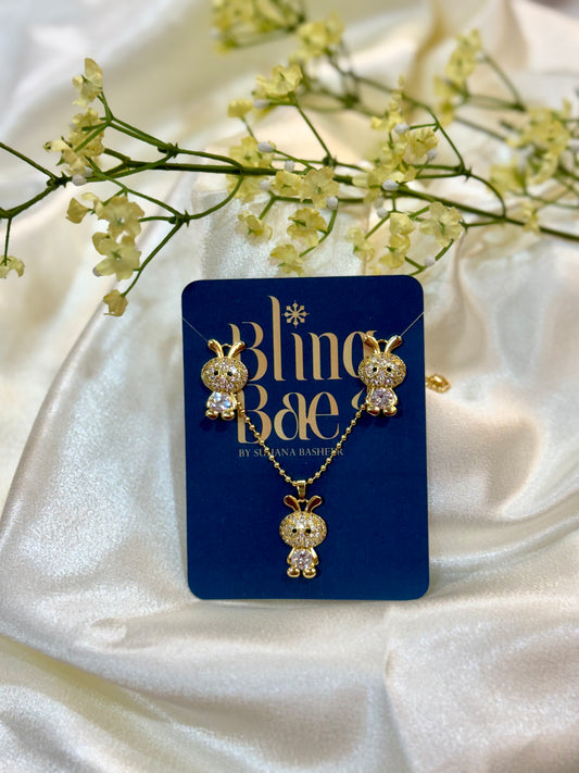 Cute Rabbit Silhouette Necklace and Earrings