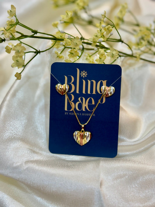 Interlocking Heart Necklace and Studs