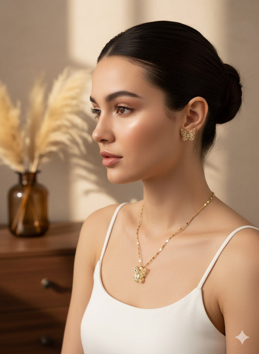 Pave Butterfly Jewelry Set