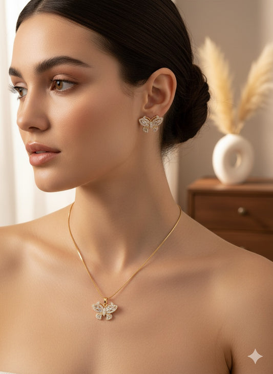 Pave Butterfly Jewelry Set