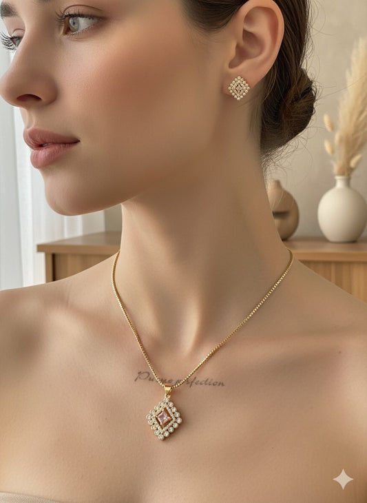 Pink Gemstone Halo Set