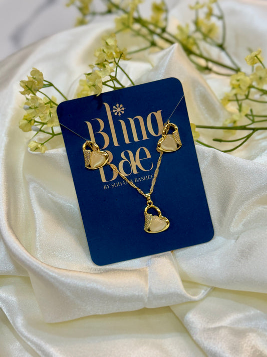 Whisper Heart Necklace And Earrings Set