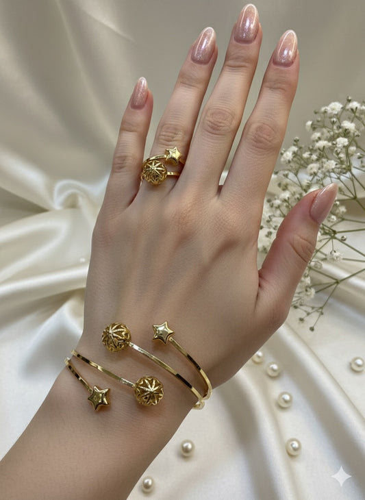 Open Cuff Bangle and Ring Set