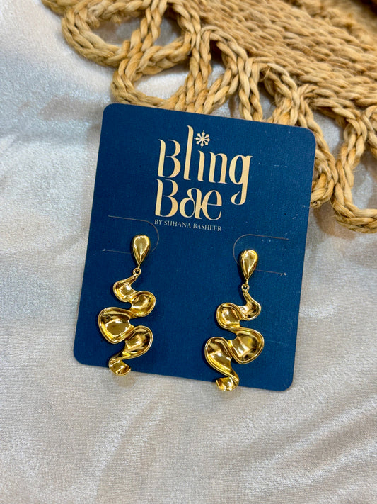 Gold Abstract Wave Earrings