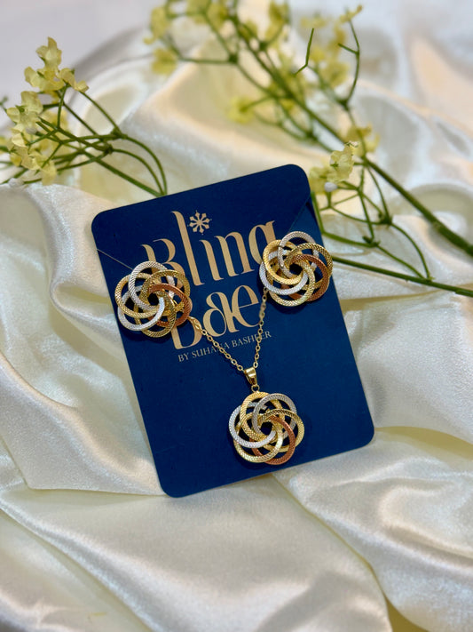 Trinity Swirl Necklace And Earrings Set