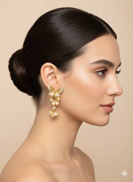 Triple Butterfly Drop Earrings
