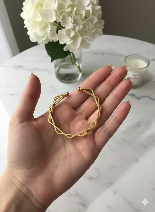 Geometric Hexagon Cuff Bangle