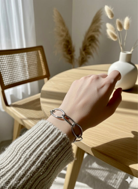 Oval Link Bracelet Silver Colour