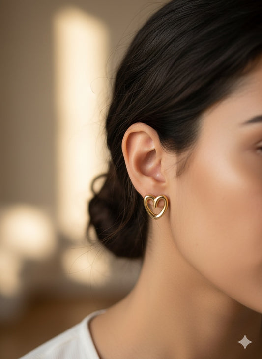 Gold Heart Hoop Earrings