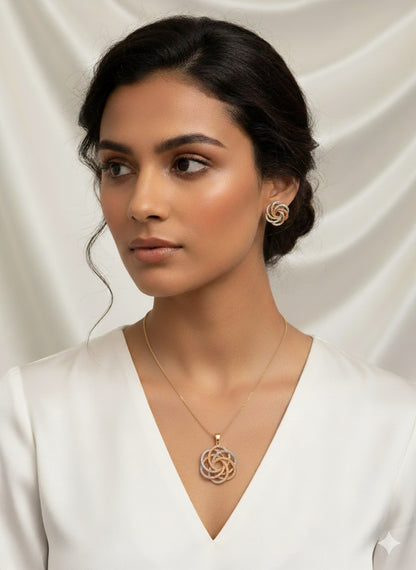 Trinity Swirl Necklace And Earrings Set