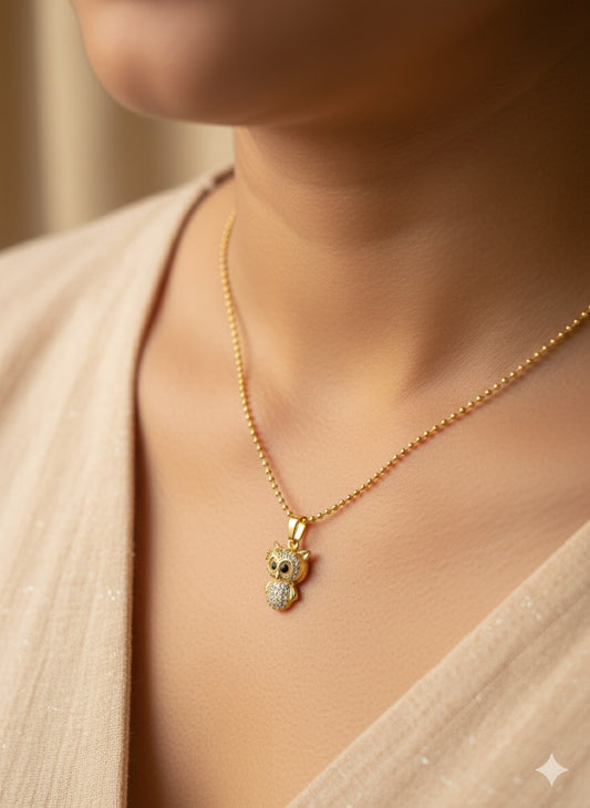Ball Chain Owl Pendant