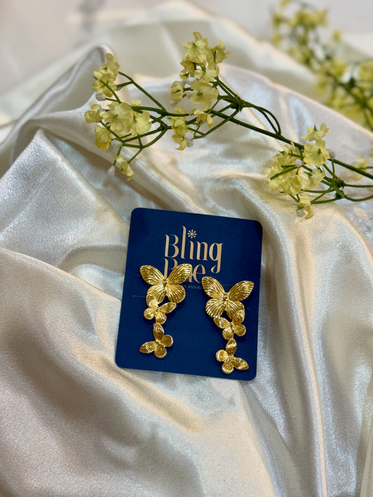 Triple Butterfly Drop Earrings